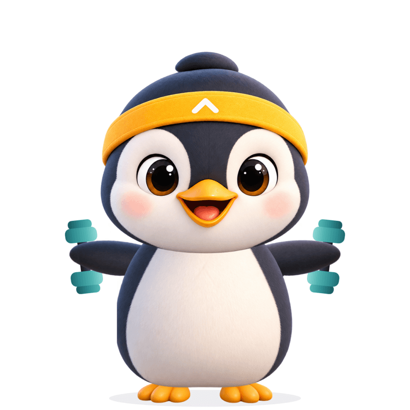 Pip holding a dumbbell in each flipper